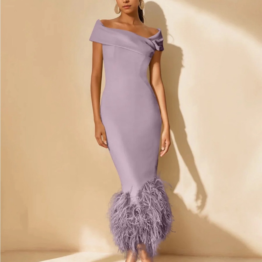 Elegant Off-Shoulder Lavender Dress